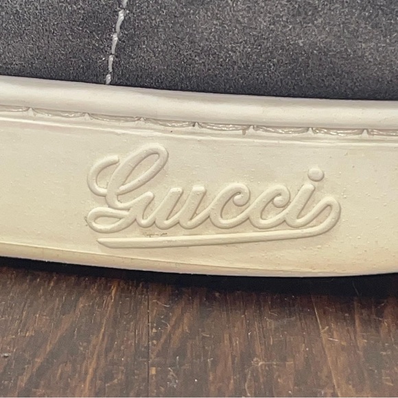 Gucci High Top Shoes Mens Size 11 Gray White Suede Leather Made In Italy Luxury - Picture 3 of 15